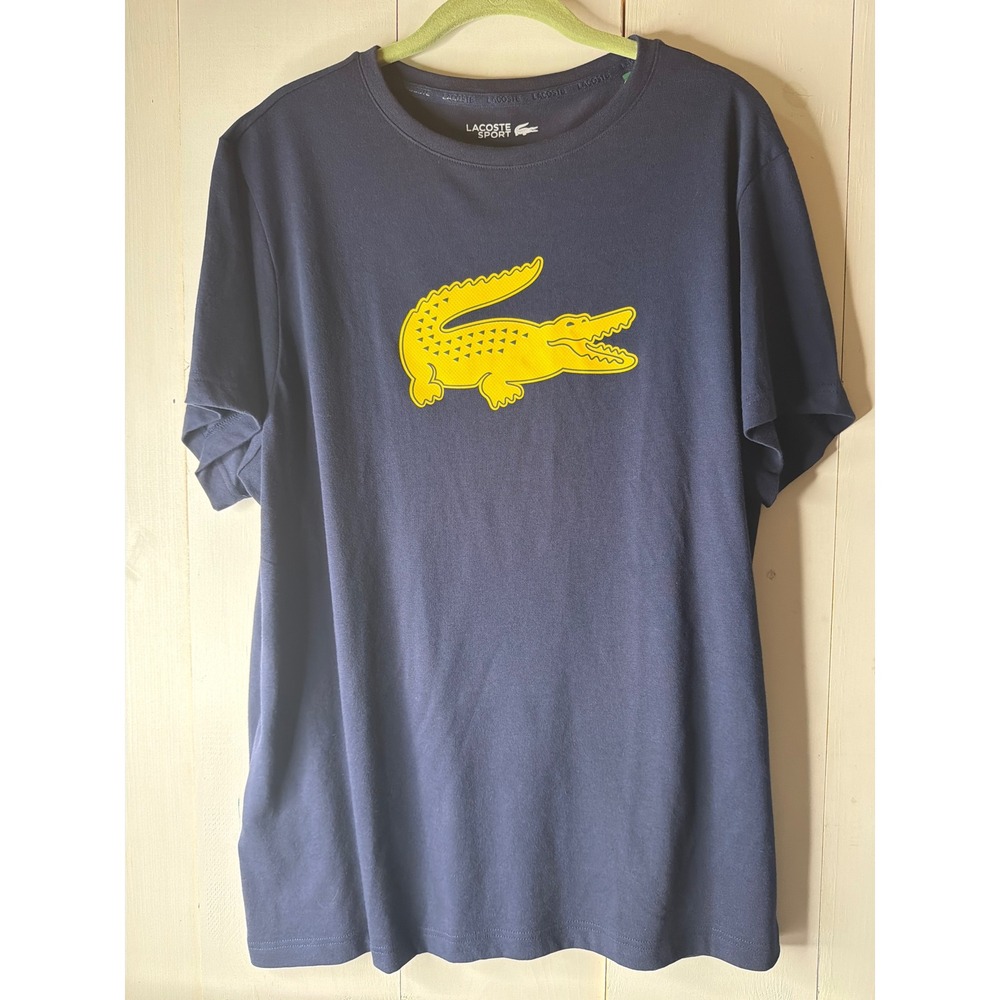 Lacoste Sport Mens XL Navy Ultra Dry Graphic T-Shirt TH2042-51 - Picture 7 of 9
